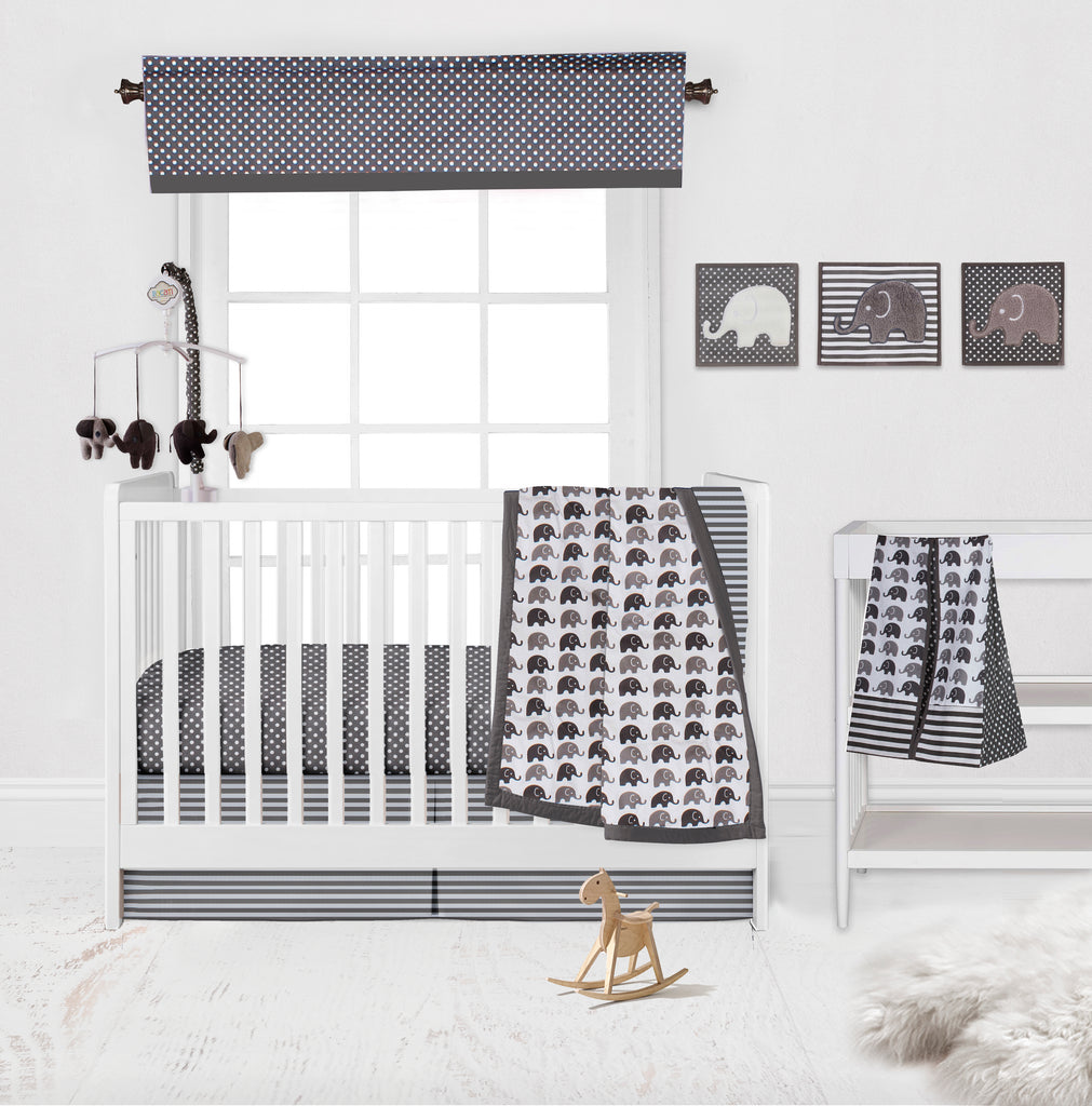 Elephants White/Grey Musical Baby Crib Mobile - Bacati - Musical Baby Crib Mobile - Bacati