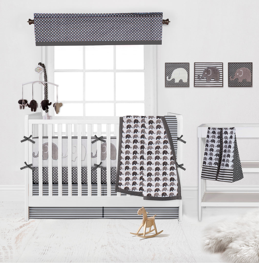 Elephants White/Grey Musical Baby Crib Mobile - Bacati - Musical Baby Crib Mobile - Bacati