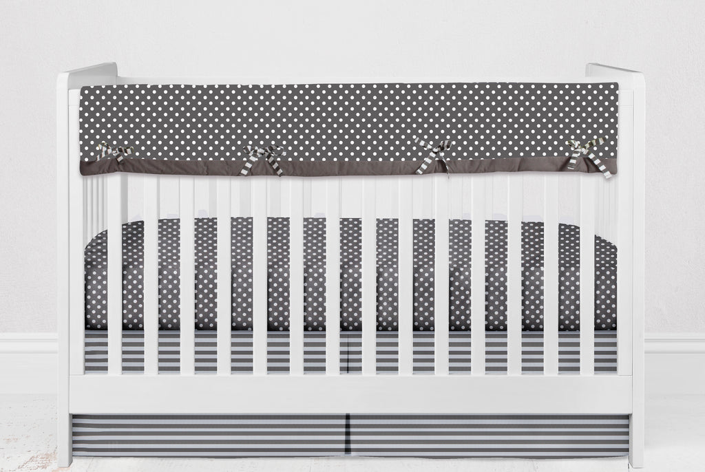 Long/Small Crib Rail Guard Covers Cotton Elephants White/Grey - Bacati - Crib Rail Guard - Bacati