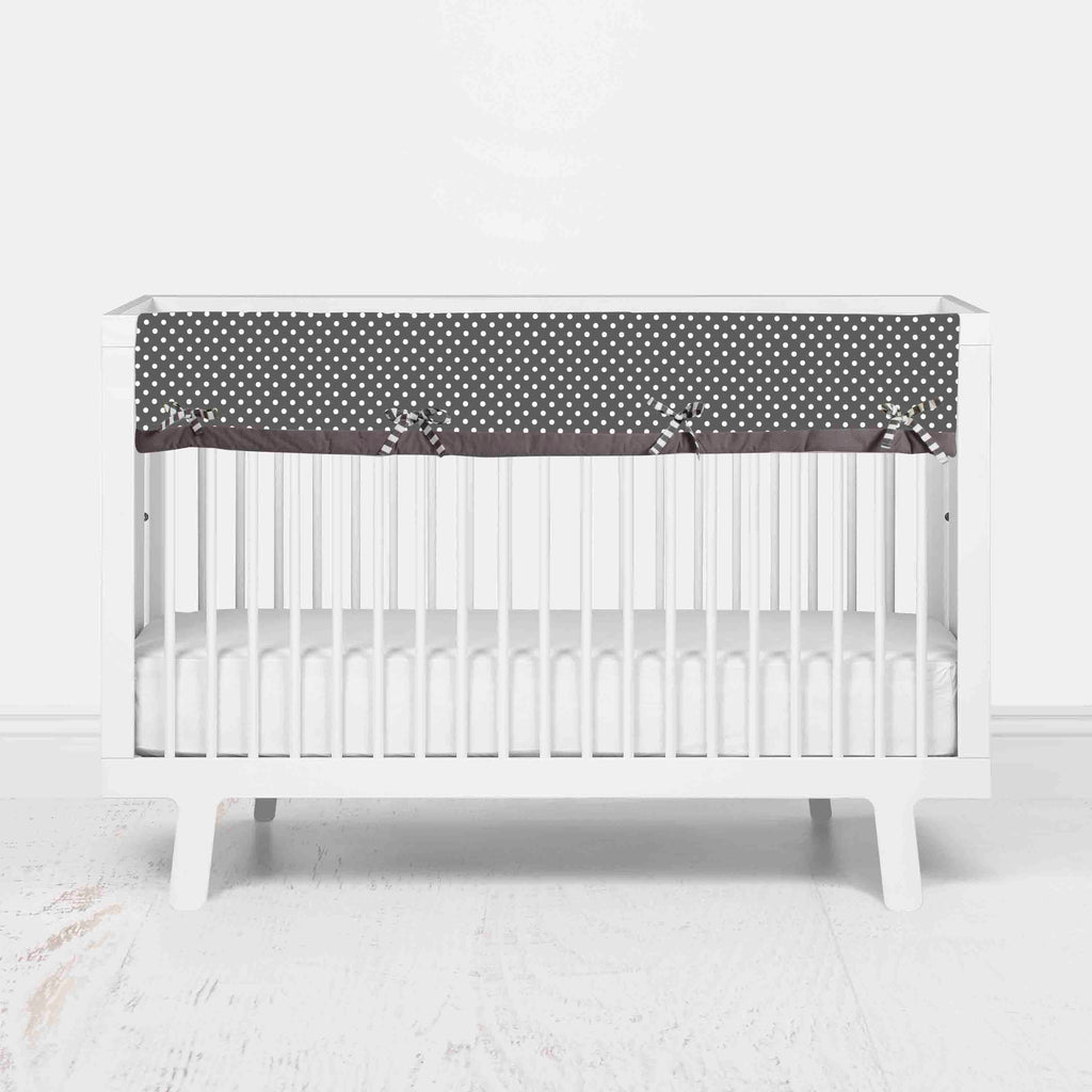 Bacati - Long/Small Crib Rail Guard Covers Cotton Elephants White/Grey - Bacati - Crib Rail Guard - Bacati