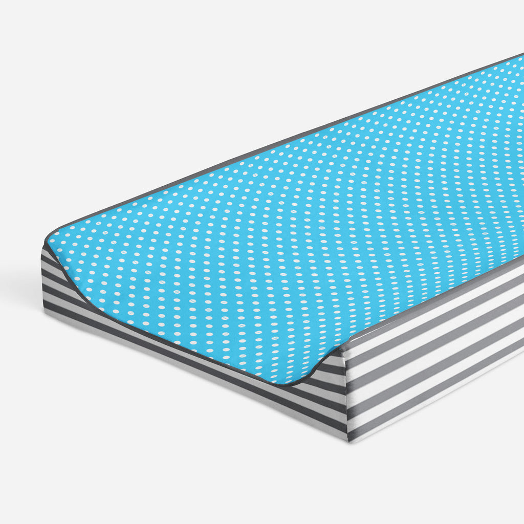 Elephants Aqua/Lime/Grey Quilted Changing Pad Cover - Bacati - Changing pad cover - Bacati