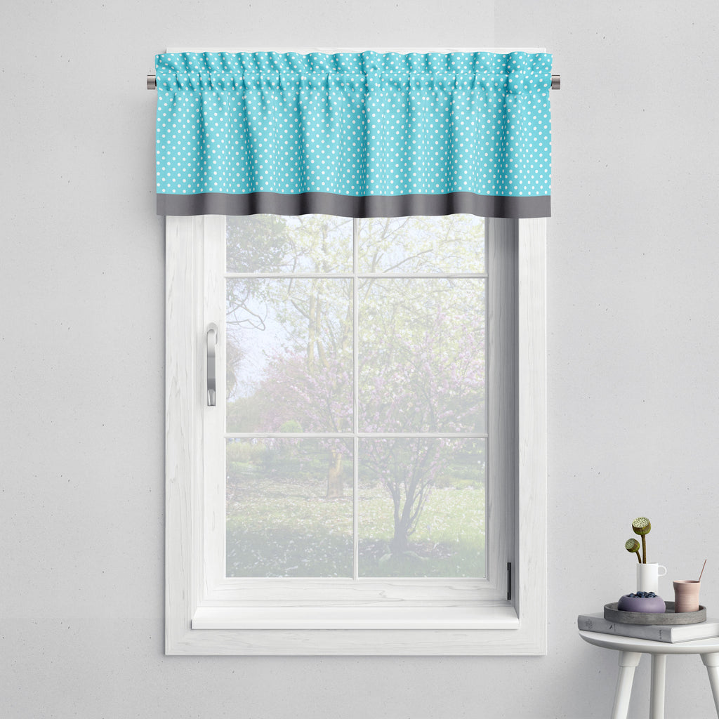 Bacati - Elephants Aqua/Lime/Grey Window Curtain Panel/Valance - Bacati - Window Treatments - Bacati