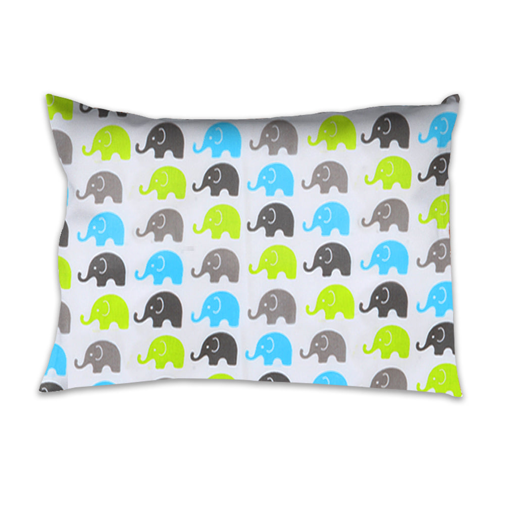 Bacati - Toddler Bedding/Sheet Set 100% Cotton Percale, Elephants Aqua/Lime/Grey - Bacati - 4 pc Toddler Bedding Set - Bacati