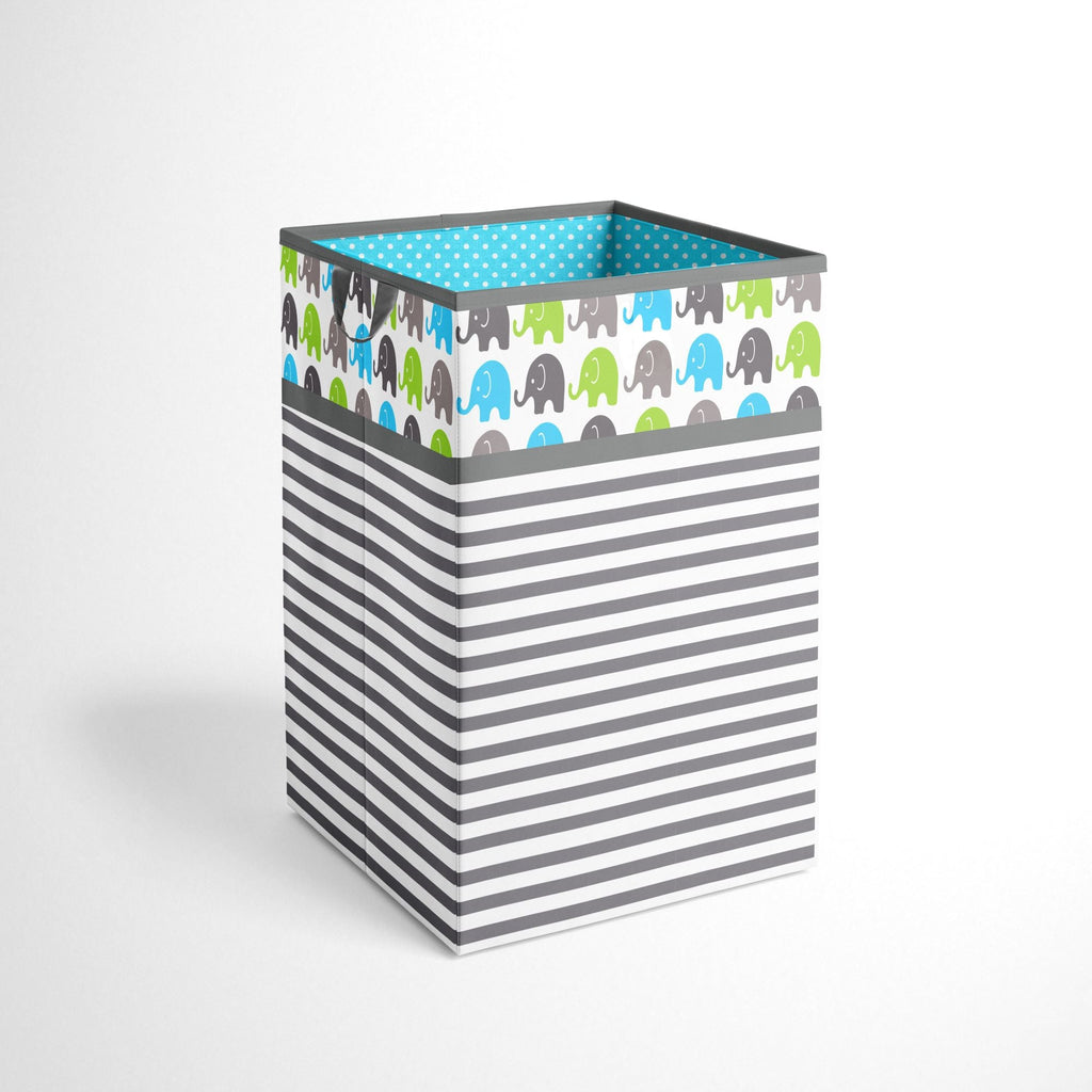 Bacati - Elephants Nursery Storage Items, Aqua/Lime/Grey - Bacati - Nursery/Kids Storage - Bacati