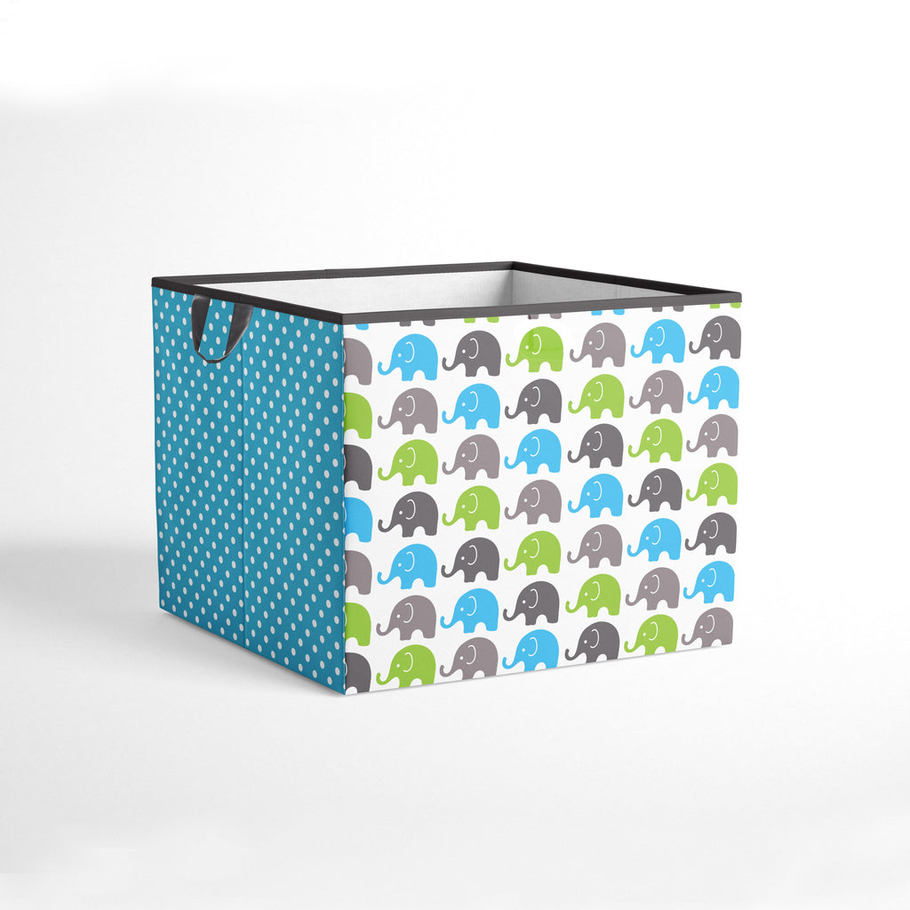 Bacati - Elephants Nursery Storage Items, Aqua/Lime/Grey - Bacati - Nursery/Kids Storage - Bacati