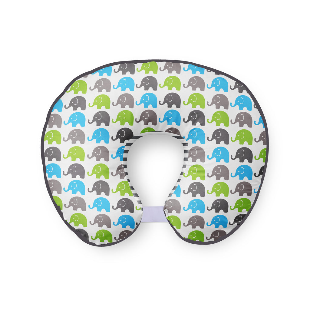 3 pc Nursing/Feeding Pillow Set Elephants Aqua/Lime/Grey - Bacati - Nursing Pillow - Bacati