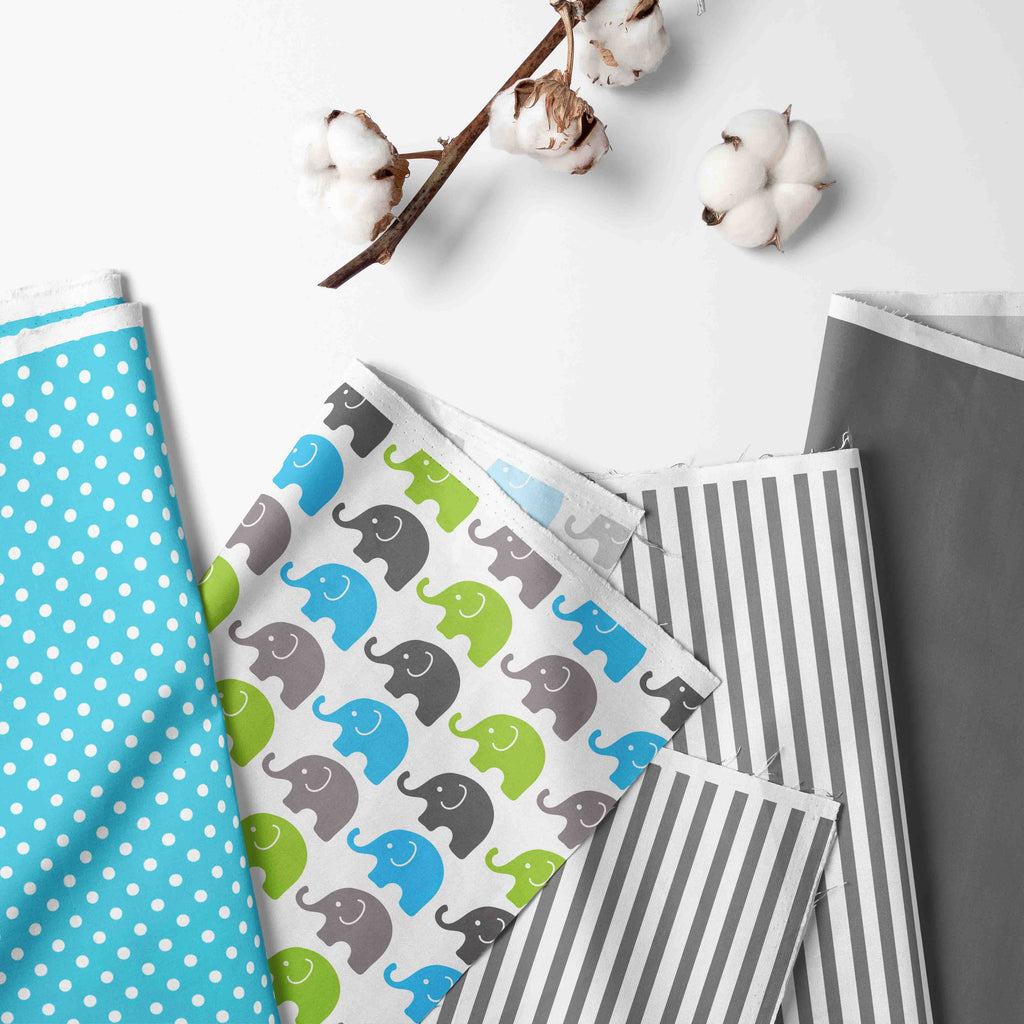 Bacati - Elephants Nursery Storage Items, Aqua/Lime/Grey - Bacati - Nursery/Kids Storage - Bacati