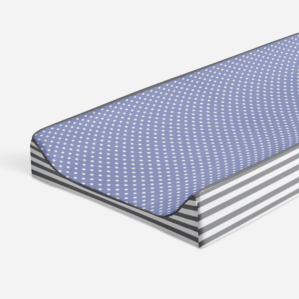 Elephants Blue/Grey Quilted Changing Pad Cover - Bacati - Changing pad cover - Bacati