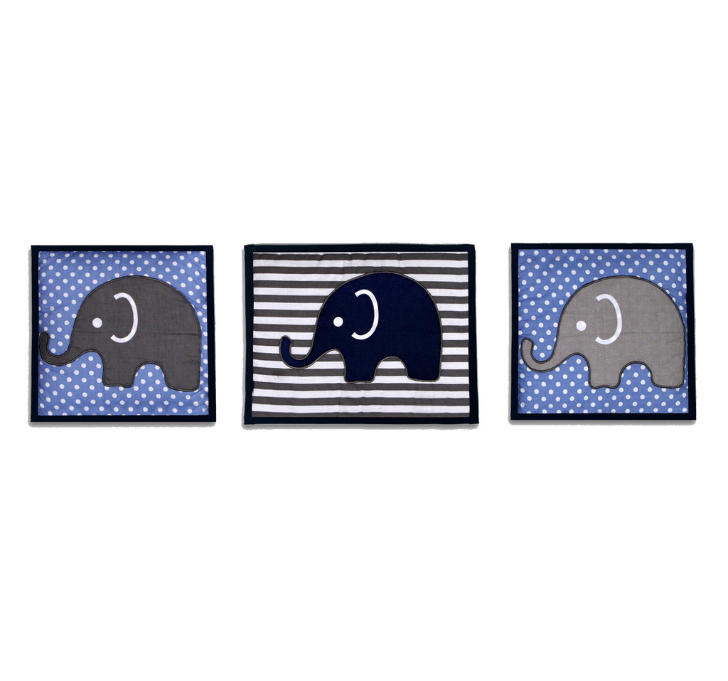 Elephants Blue/Grey Boys Crib Bedding Set - Bacati - Crib Bedding Set - Bacati