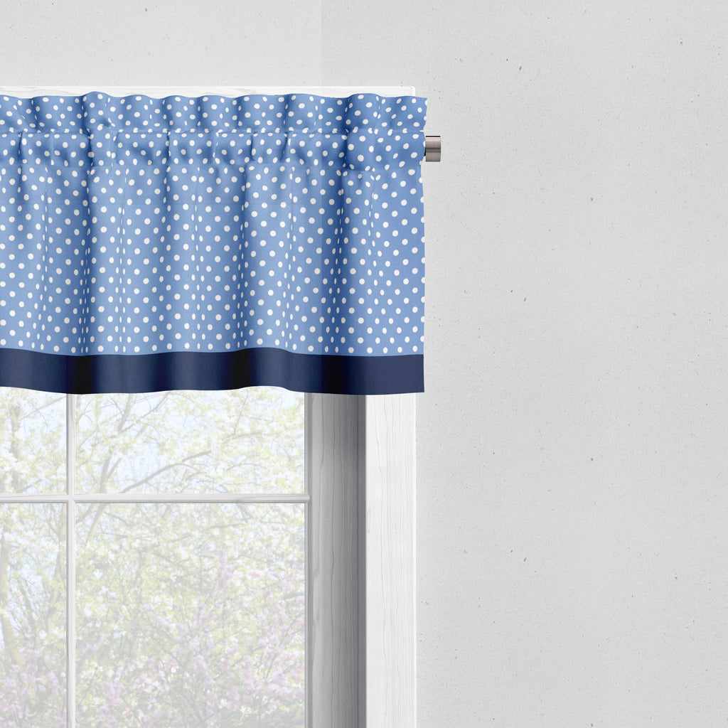 Bacati - Elephants Blue/Grey Window Curtain Panel/Valance - Bacati - Window Treatments - Bacati