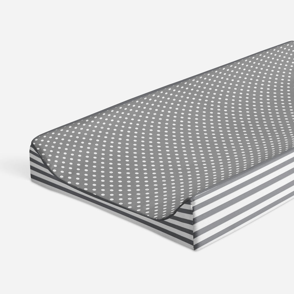 Elephants White/Grey Quilted Changing Pad Cover - Bacati - Changing pad cover - Bacati