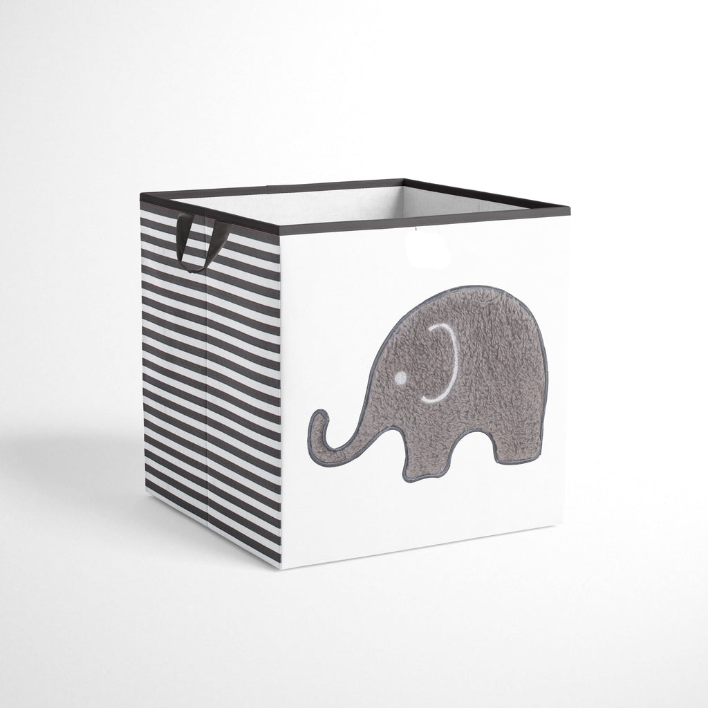 Bacati - Elephants Nursery Storage Items, White/Grey - Bacati - Nursery/Kids Storage - Bacati