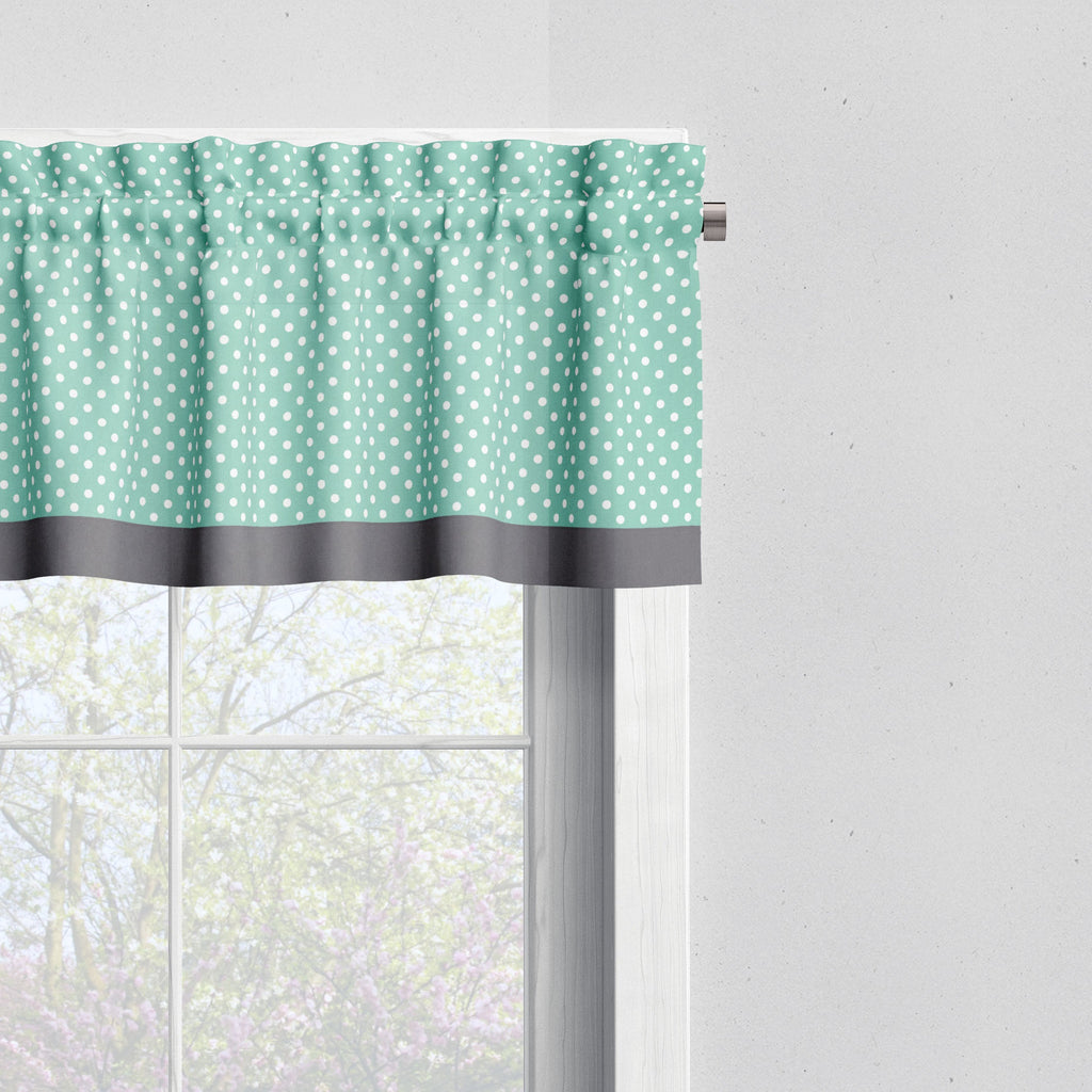 Bacati - Elephants Mint/Yellow/Grey Window Curtain Panel/Valance - Bacati - Window Treatments - Bacati