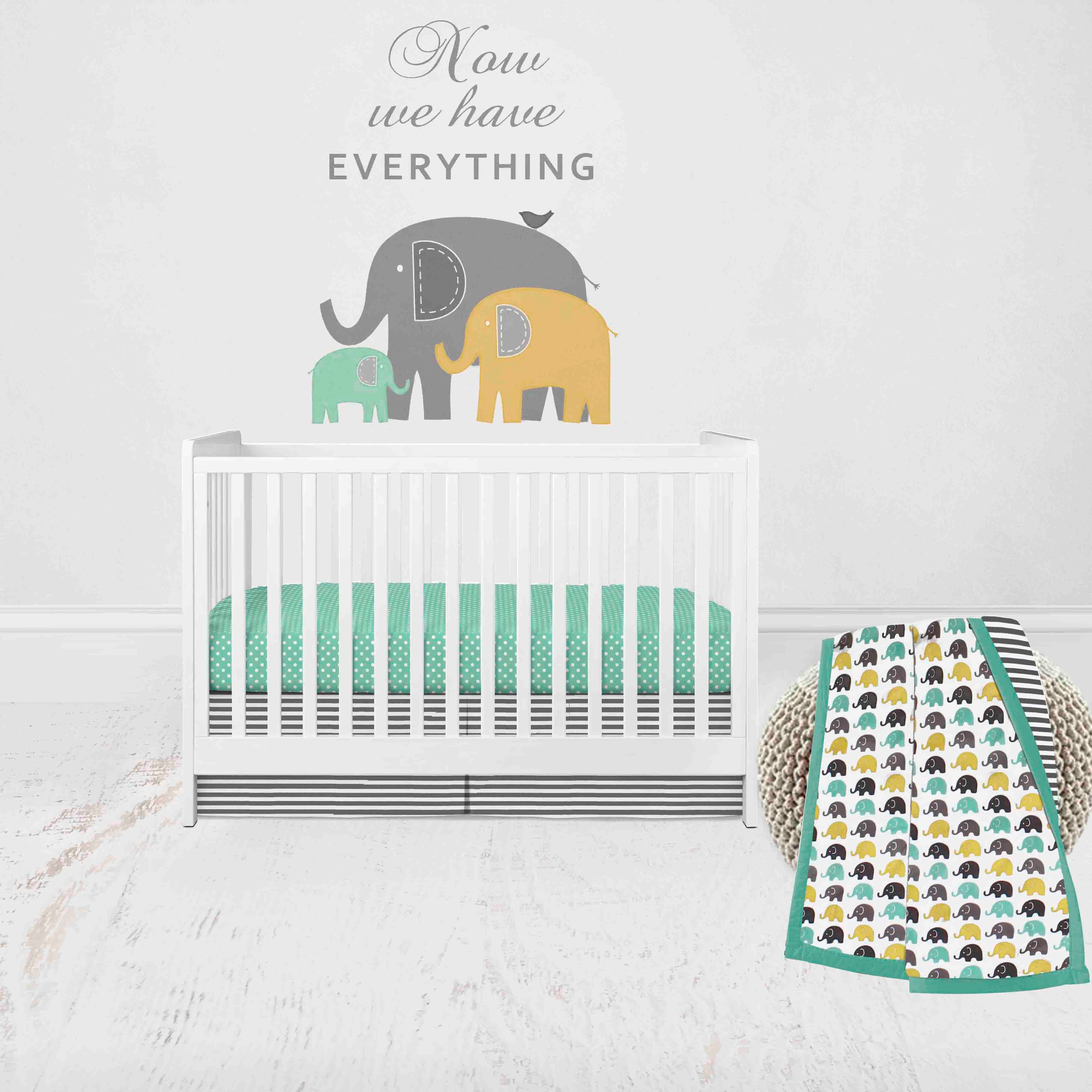 Bacati elephant top crib bedding