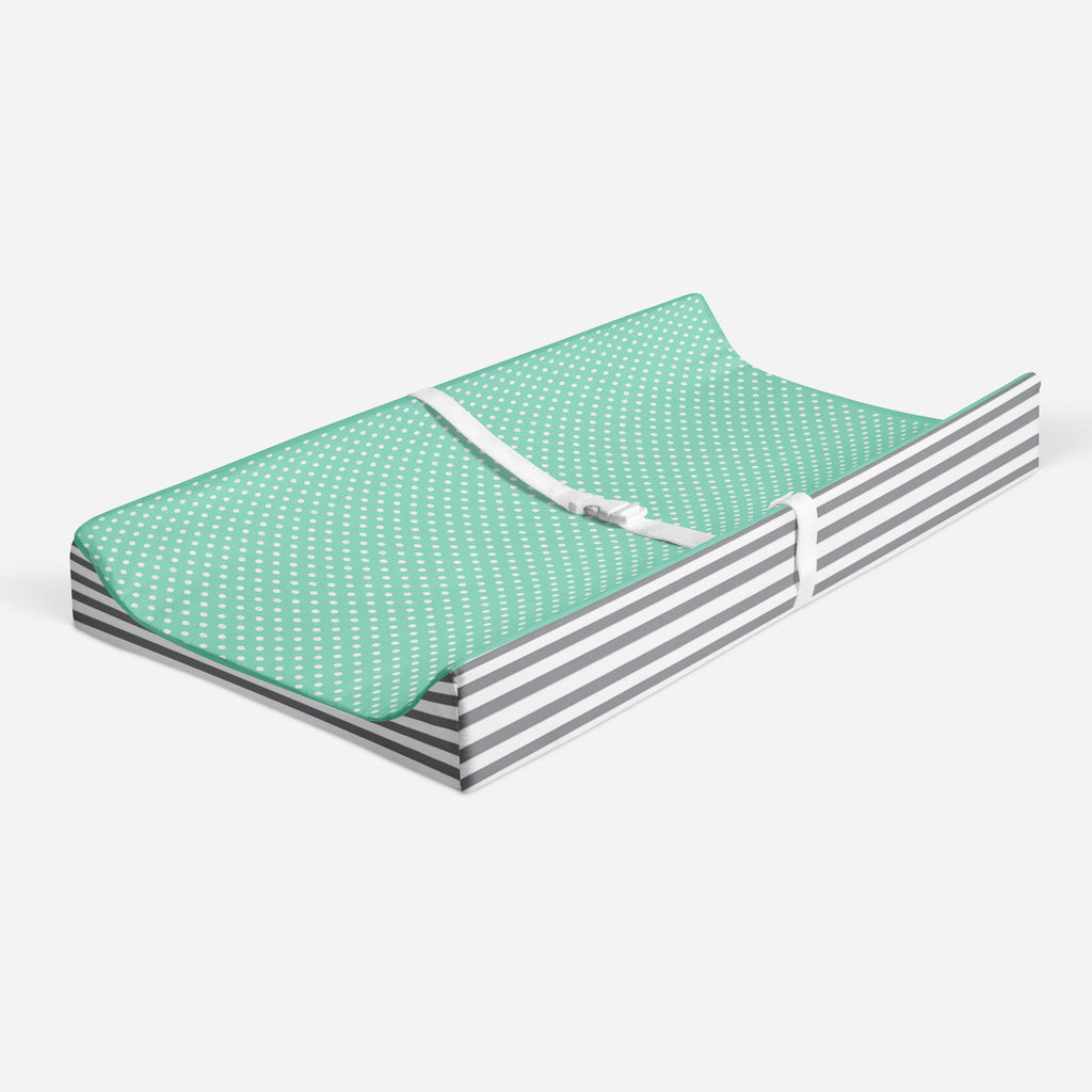 Elephants Mint/Yellow/Grey Quilted Changing Pad Cover - Bacati - Changing pad cover - Bacati