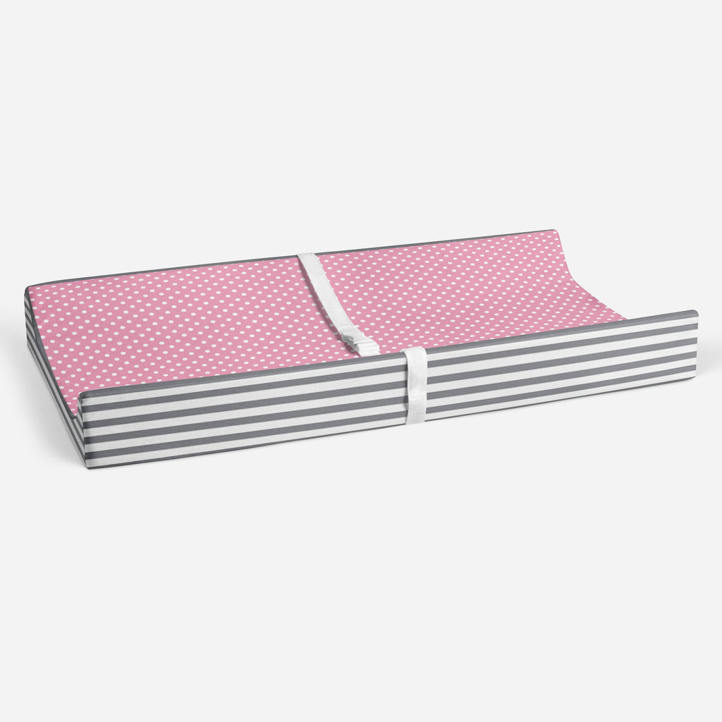 Elephants Pink/Grey Quilted Changing Pad Cover - Bacati - Changing pad cover - Bacati