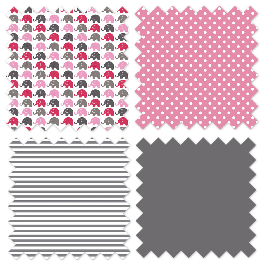 Elephants Pink/Grey Girls Crib Bedding Set - Bacati - Crib Bedding Set - Bacati