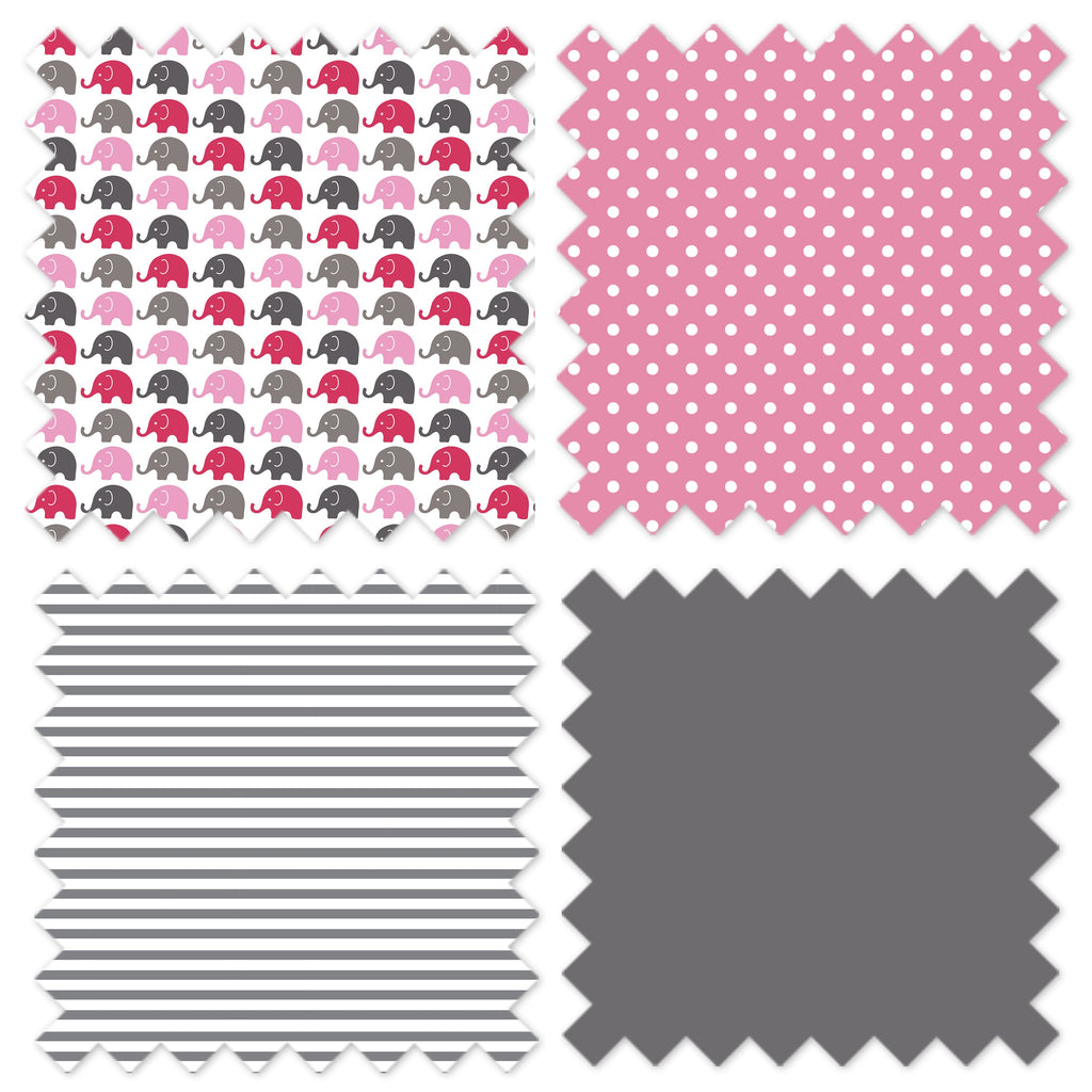 Bacati - Elephants Nursery Storage Items, Pink/Grey - Bacati - Nursery/Kids Storage - Bacati