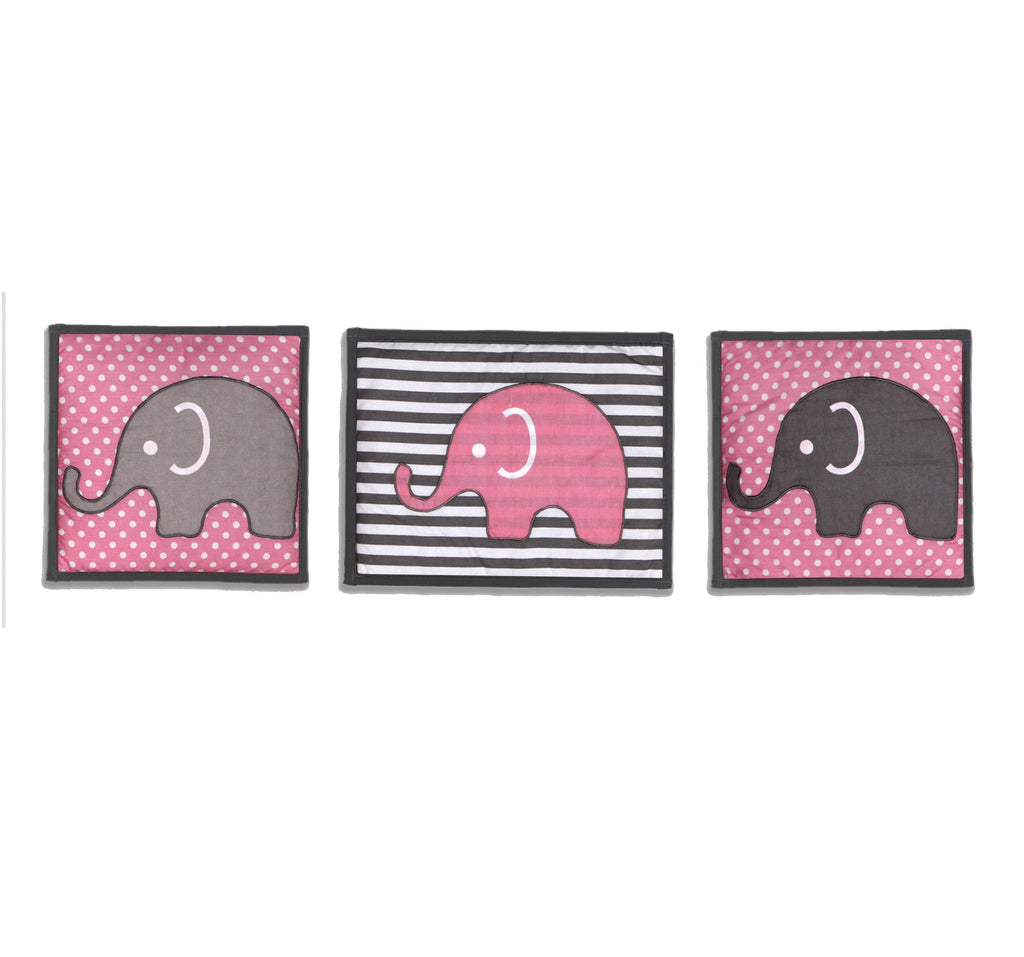 Elephants Pink/Grey Girls Crib Bedding Set - Bacati - Crib Bedding Set - Bacati