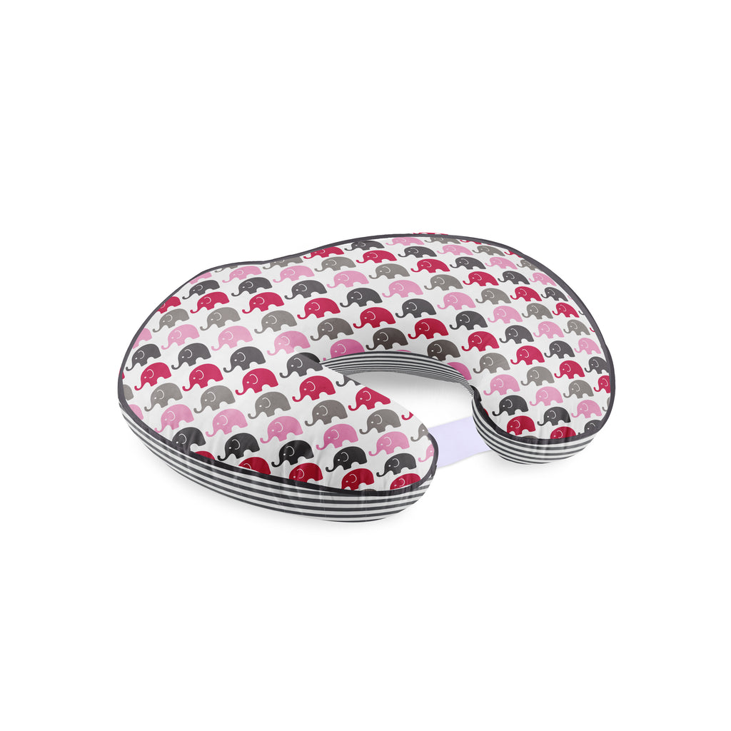 3 pc Nursing/Feeding Pillow Set Elephants Pink/Grey - Bacati - Nursing Pillow - Bacati