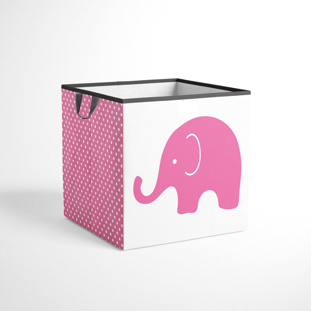 Bacati - Elephants Nursery Storage Items, Pink/Grey - Bacati - Nursery/Kids Storage - Bacati