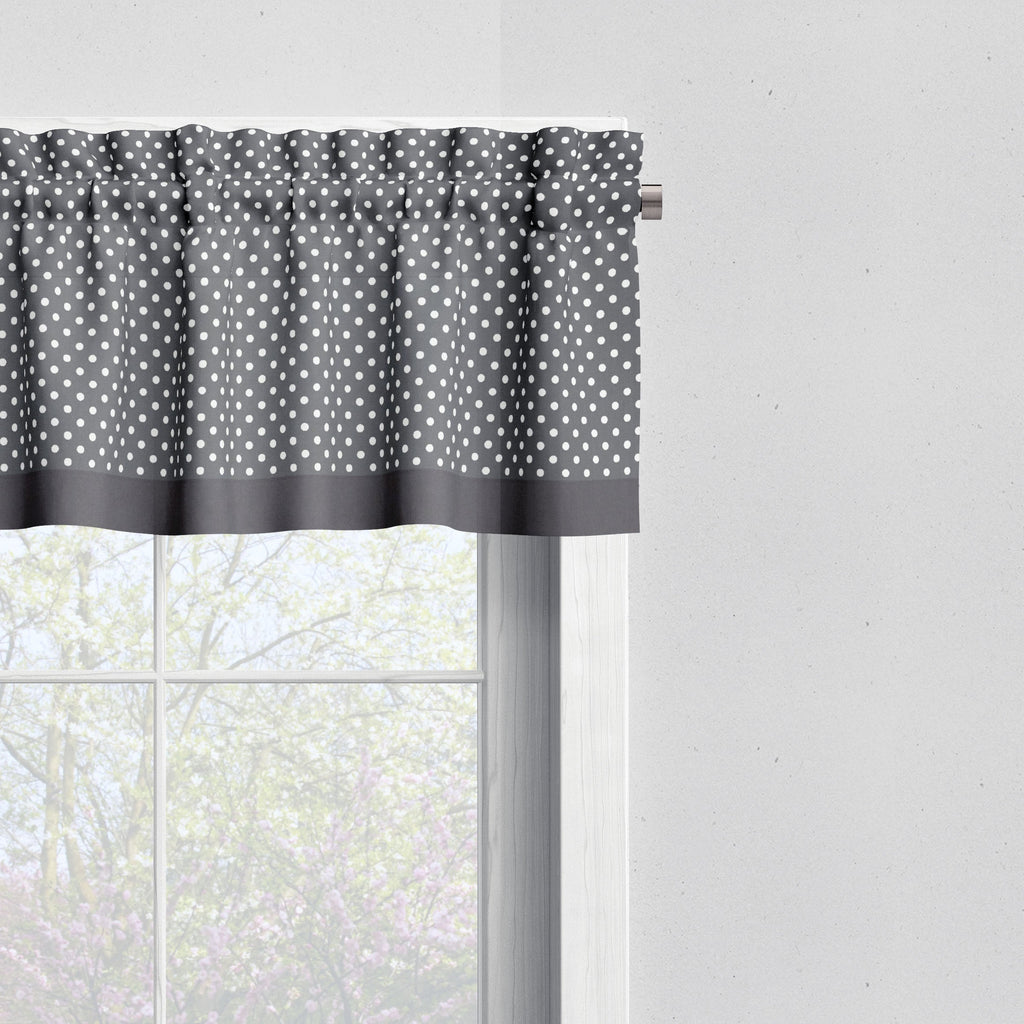 Bacati - Elephants White/Grey Window Curtain Panel/Valance - Bacati - Window Treatments - Bacati