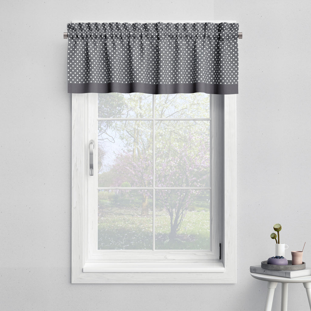 Bacati - Elephants White/Grey Window Curtain Panel/Valance - Bacati - Window Treatments - Bacati