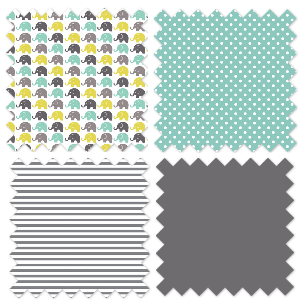 Bacati - Elephants Nursery Storage Items, Mint/Yellow/Grey - Bacati - Nursery/Kids Storage - Bacati