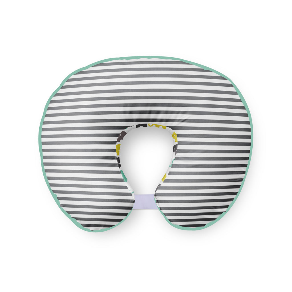 3 pc Nursing/Feeding Pillow Set Elephants Mint/Yellow/Grey - Bacati - Nursing Pillow - Bacati