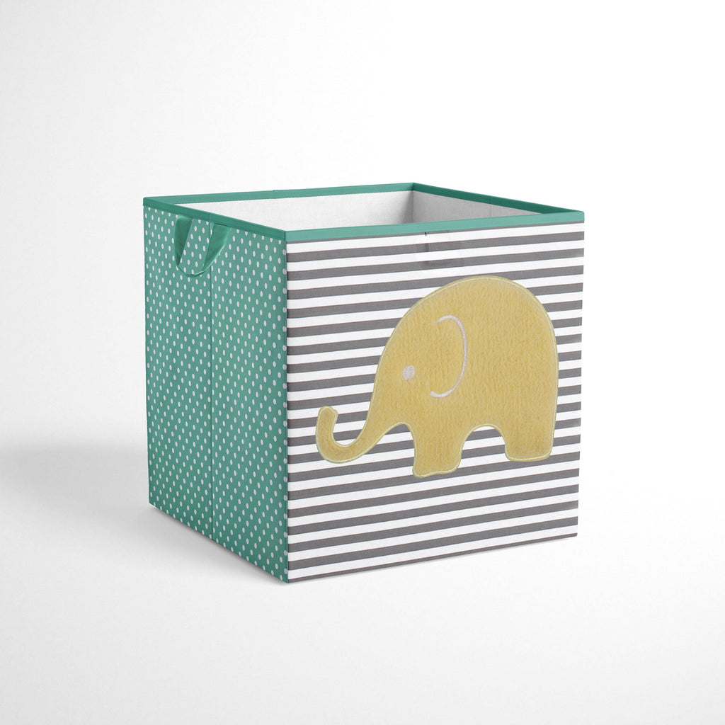 Bacati - Elephants Nursery Storage Items, Mint/Yellow/Grey - Bacati - Nursery/Kids Storage - Bacati