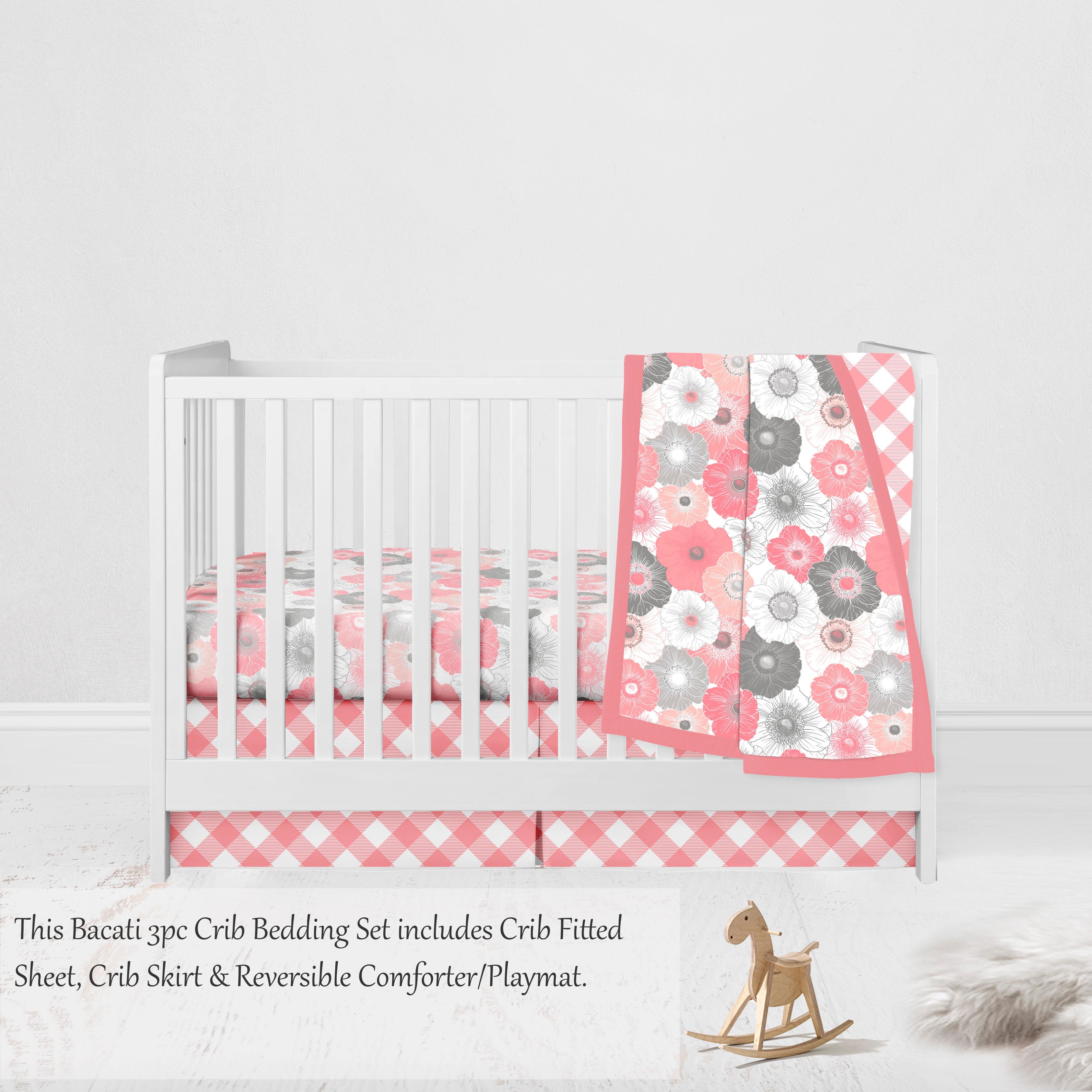 Coral and gray crib bedding 2025