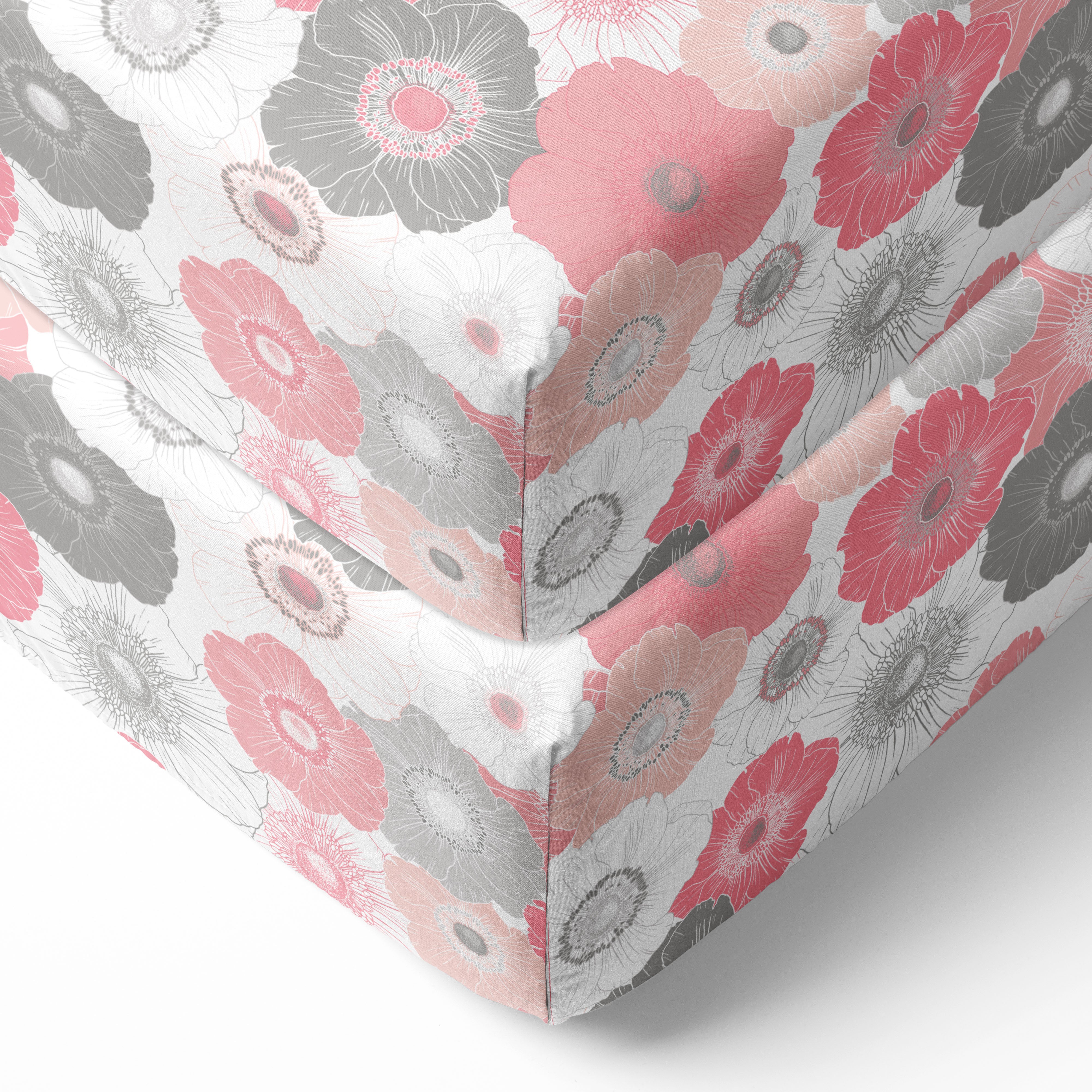 Coral and grey crib bedding sales