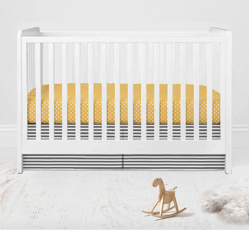 Dots Pin Stripes Grey/Yellow Neutral Crib Bedding Set - Bacati - Crib Bedding Set - Bacati