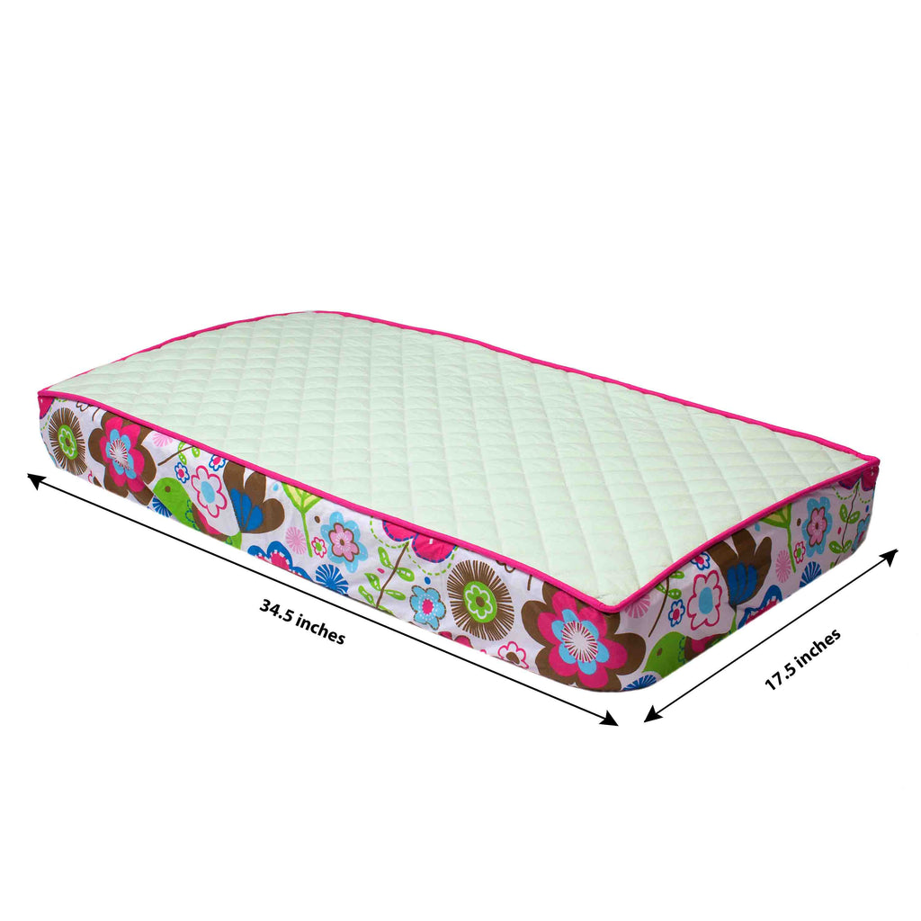Botanical Pink/Aqua/Fuchsia/Green Girls Quilted Changing Pad Cover - Bacati - Changing pad cover - Bacati