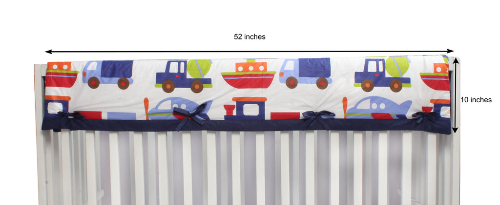 Long/Small Crib Rail Guard Covers Cotton Transportation - Bacati - Crib Rail Guard - Bacati