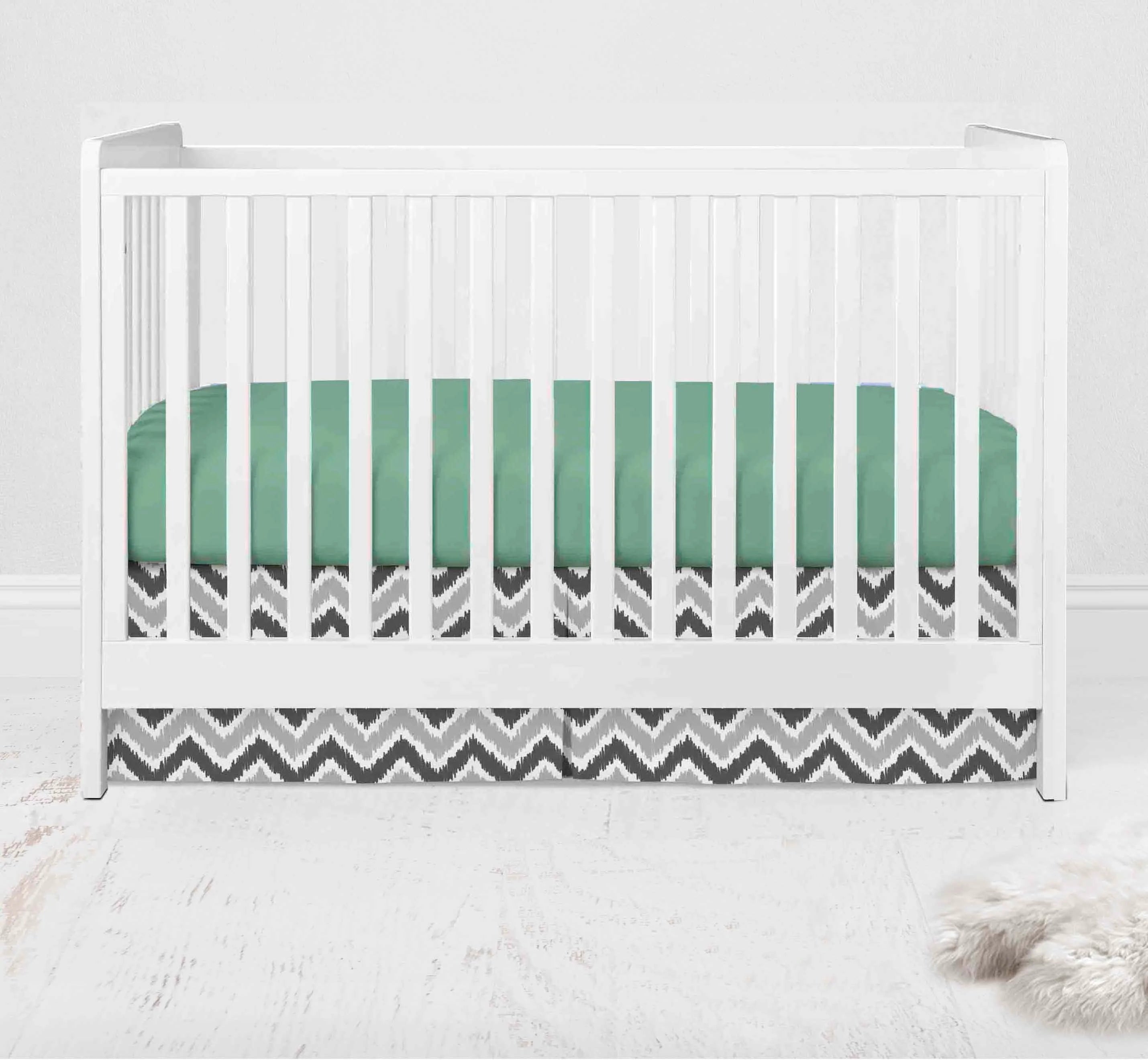Bacati Ikat Dots Chevrons 3 Piece Crib Bedding Set Mint Grey Unise