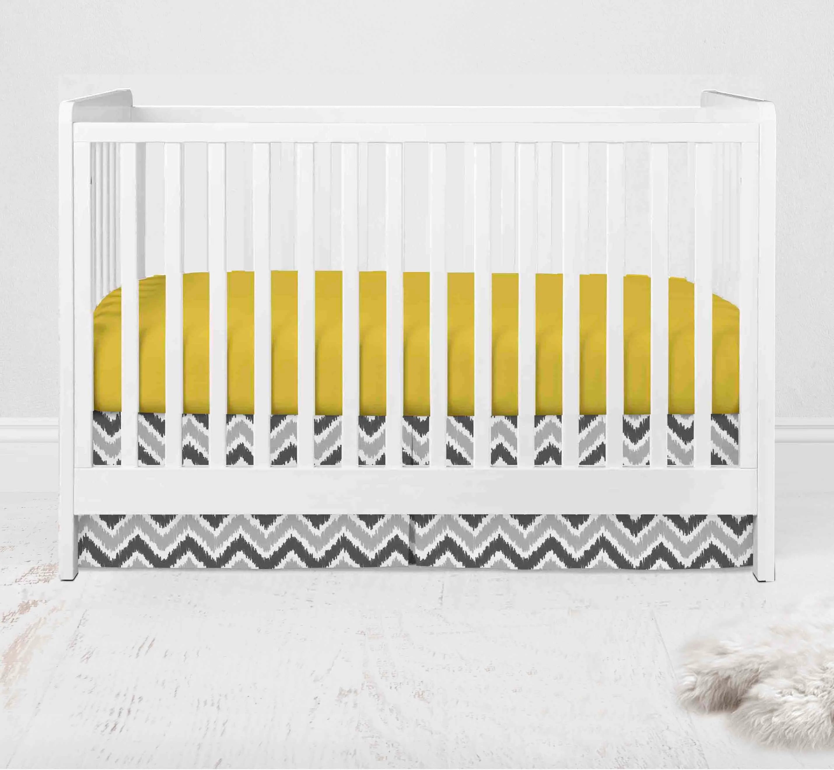 Bacati Ikat Dots Chevrons 3 Piece Crib Bedding Set Yellow Grey Unis