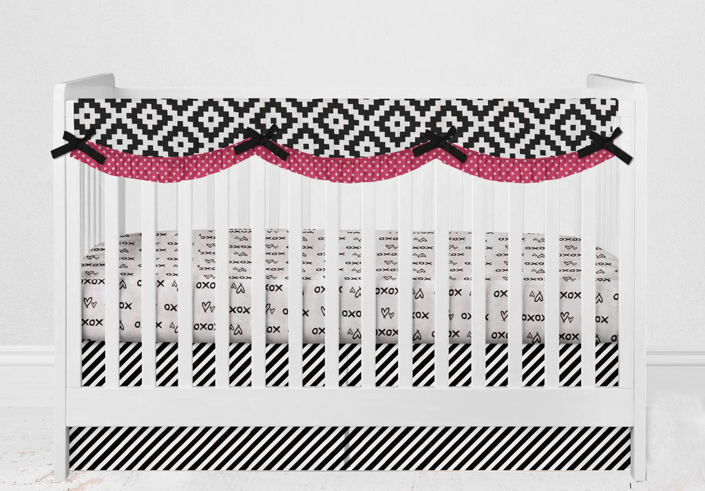 Love Aztec Black/Fuchsia Girls Crib Bedding Set - Bacati - Crib Bedding Set - Bacati