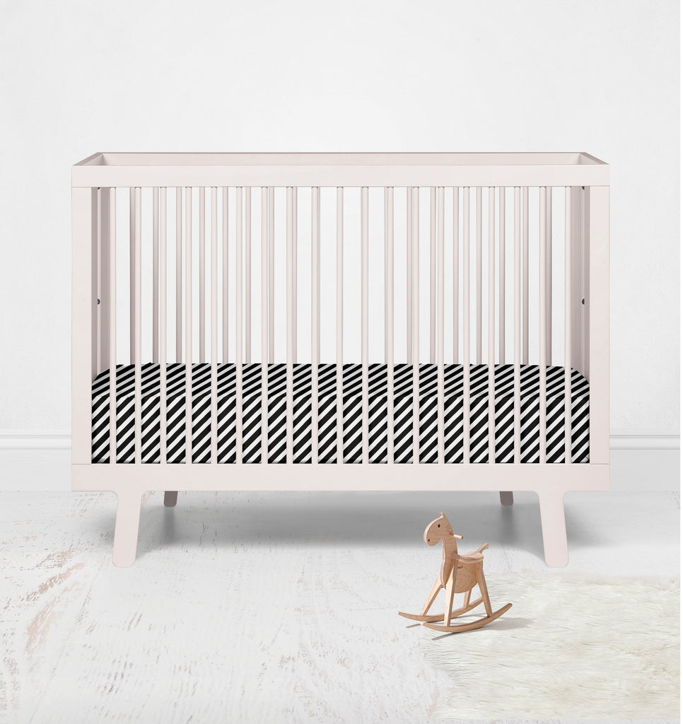 Bacati - Crib or Toddler Bed Fitted Sheet, Aztec Love Black - Bacati - Crib/Toddler Fitted Sheet - Bacati