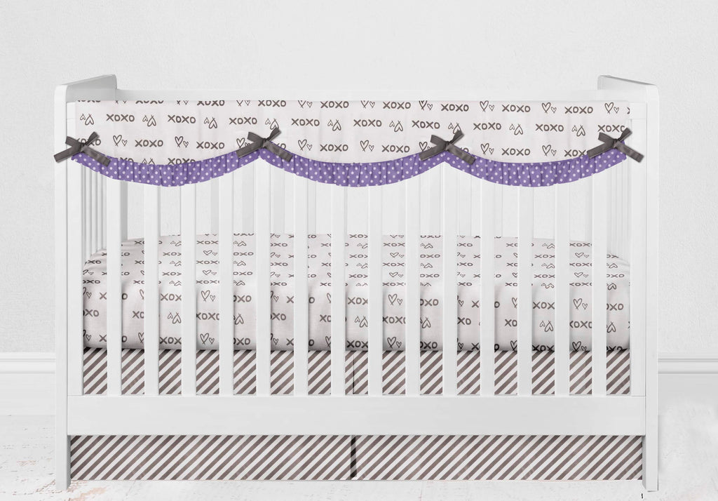 Love Aztec Grey/Purple Girls Crib Bedding Set - Bacati - Crib Bedding Set - Bacati