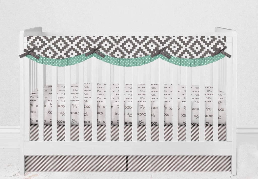 Love Aztec Grey/Mint Neutral Crib Bedding Set - Bacati - Crib Bedding Set - Bacati