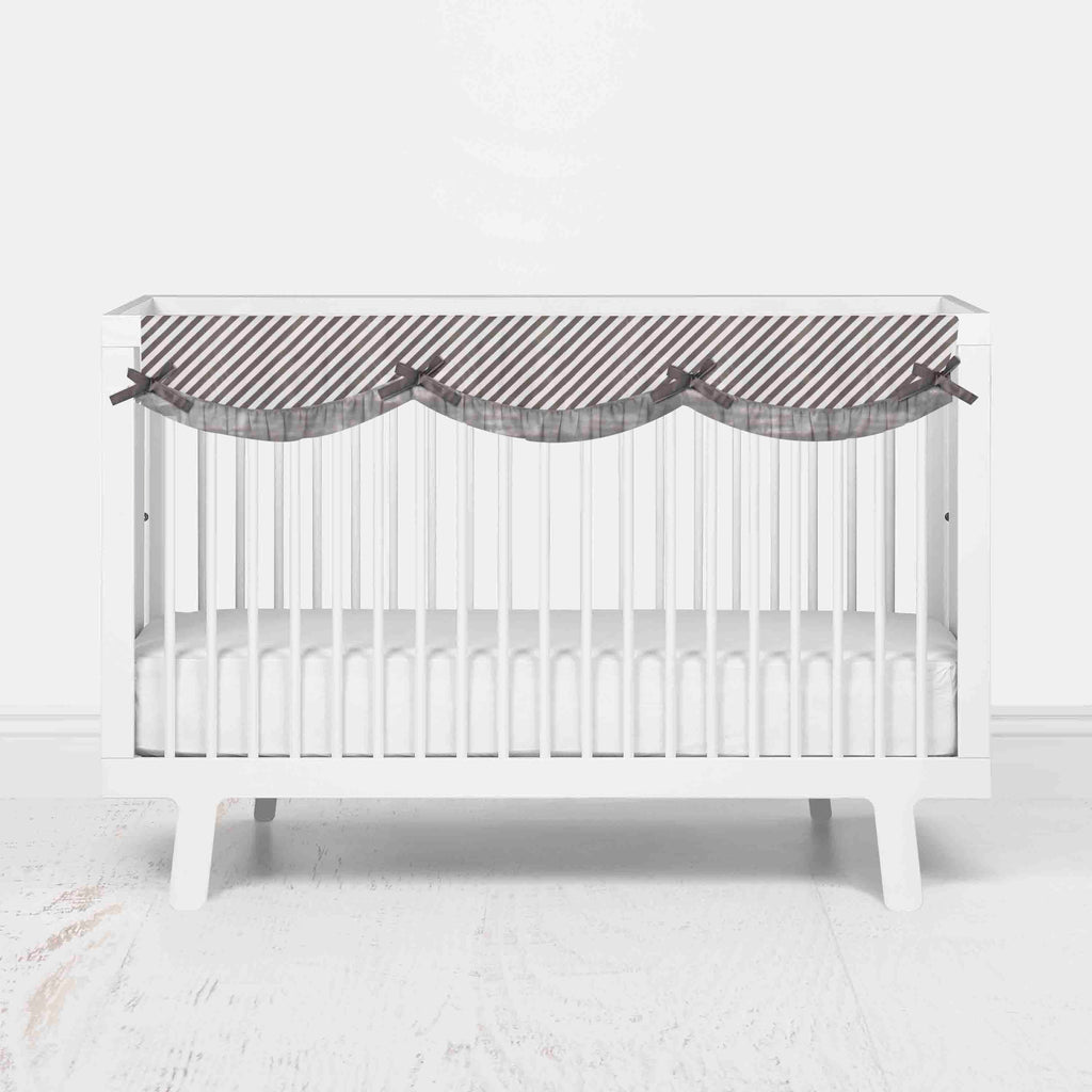 Bacati - Long/Small Crib Rail Guard Covers Love Aztec, Grey/Silver - Bacati - Crib Rail Guard - Bacati