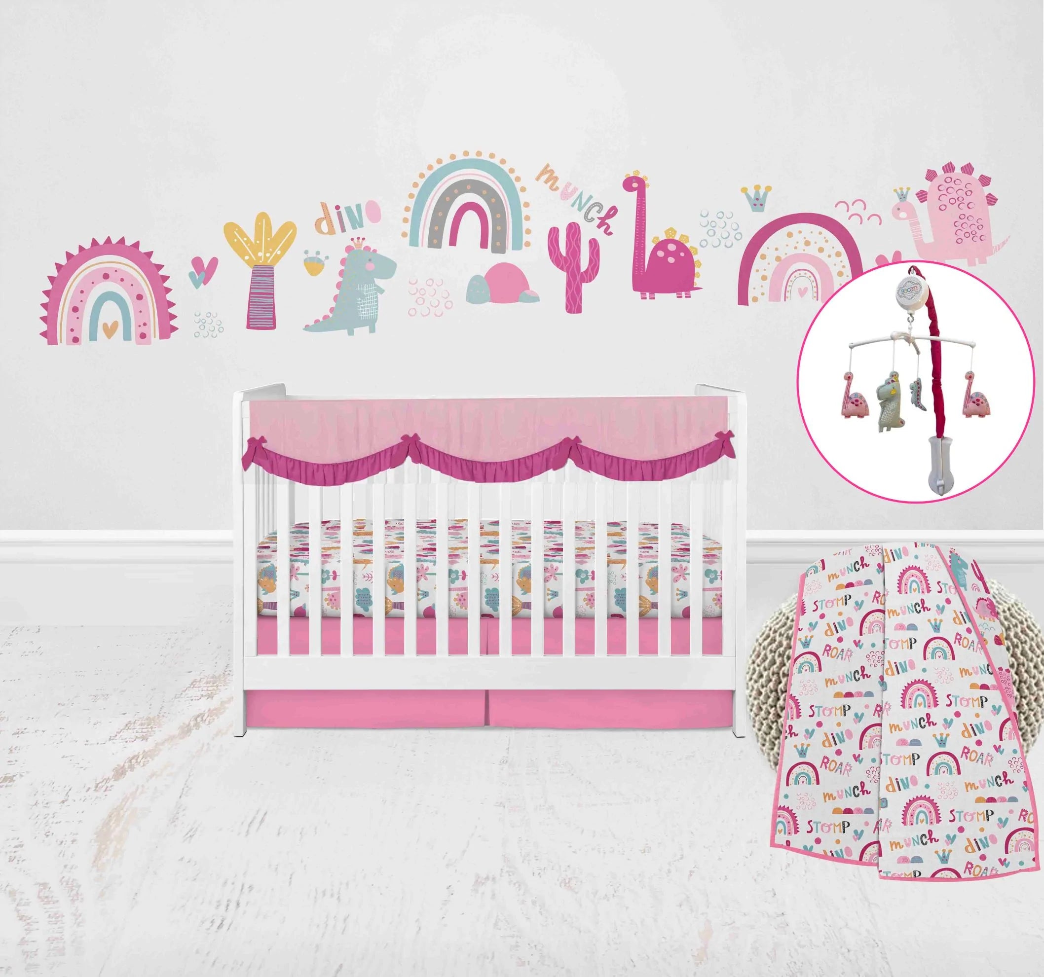 Bacati Little Dino 8 Piece Muslin Crib Bedding Set with 2 Swaddling