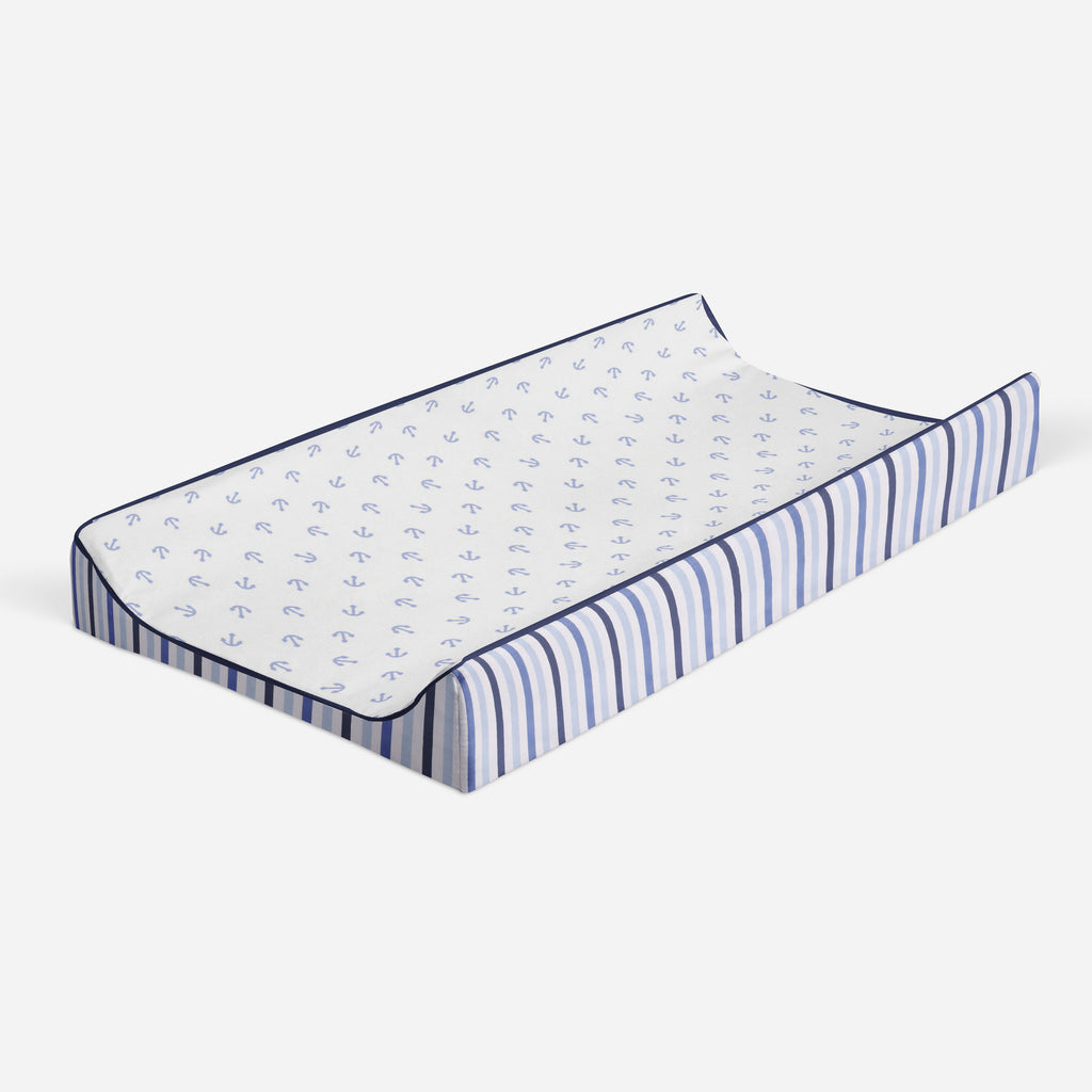 Little Sailor Blue/Navy Boys Quilted Changing Pad Cover - Bacati - Changing pad cover - Bacati