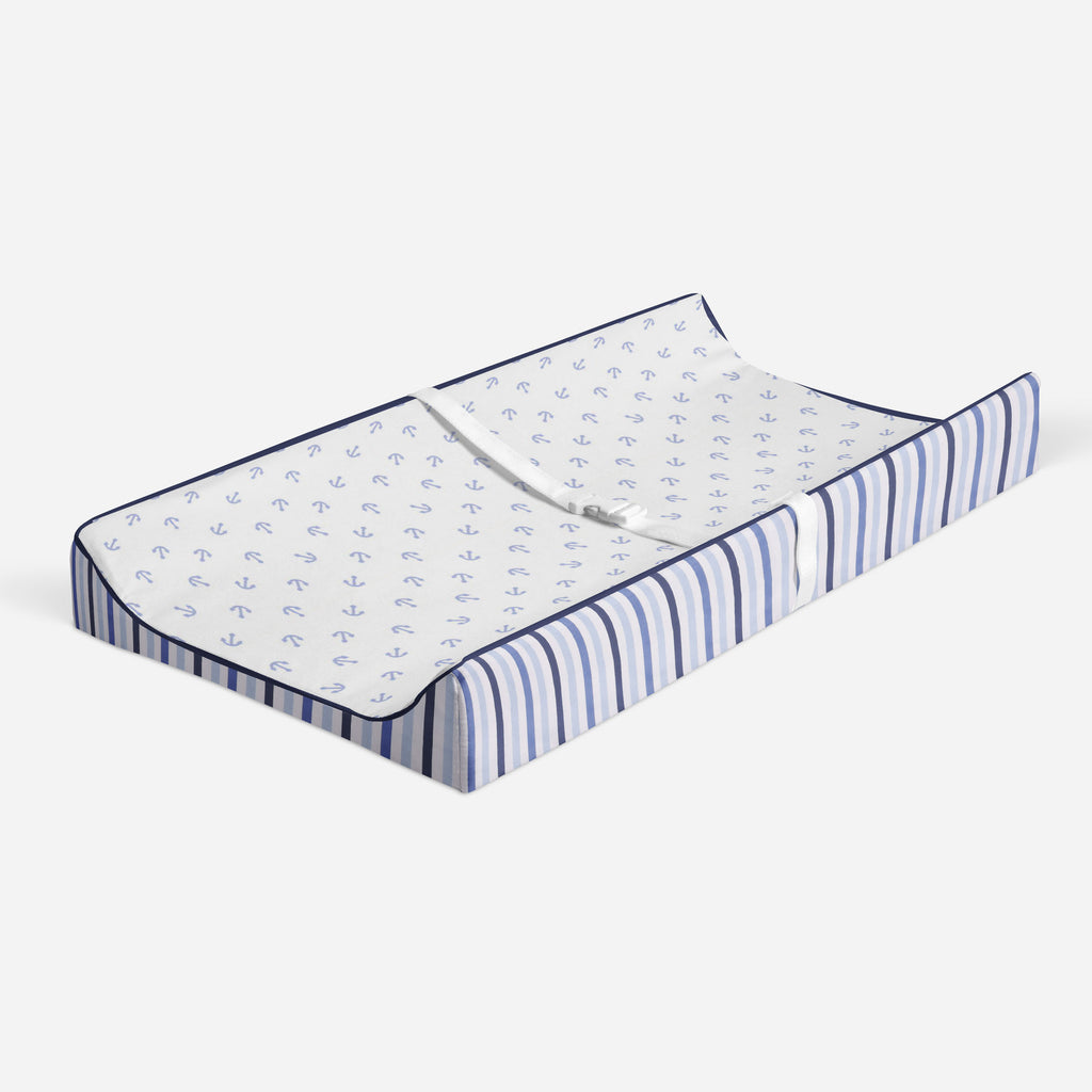 Little Sailor Blue/Navy Boys Quilted Changing Pad Cover - Bacati - Changing pad cover - Bacati