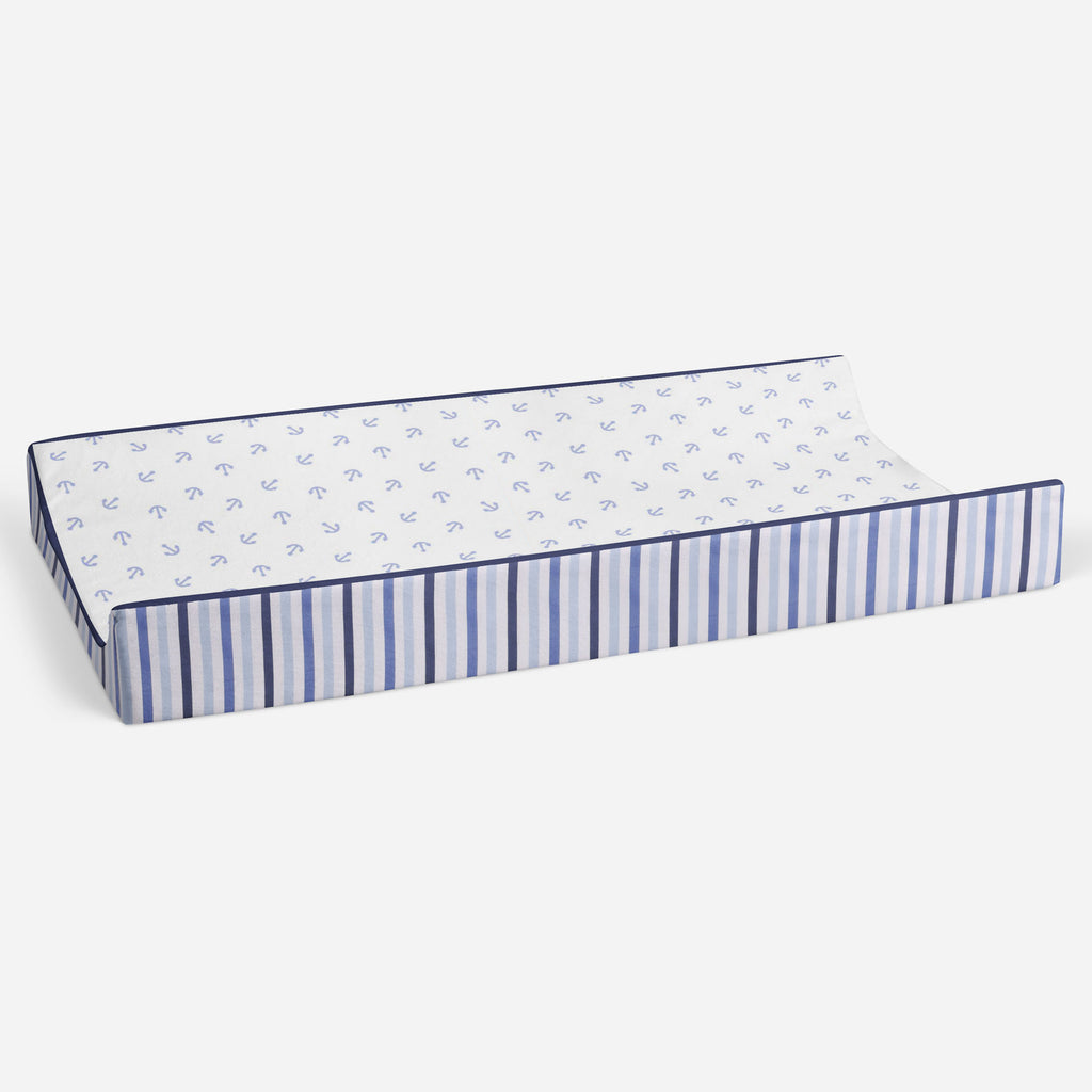 Little Sailor Blue/Navy Boys Quilted Changing Pad Cover - Bacati - Changing pad cover - Bacati