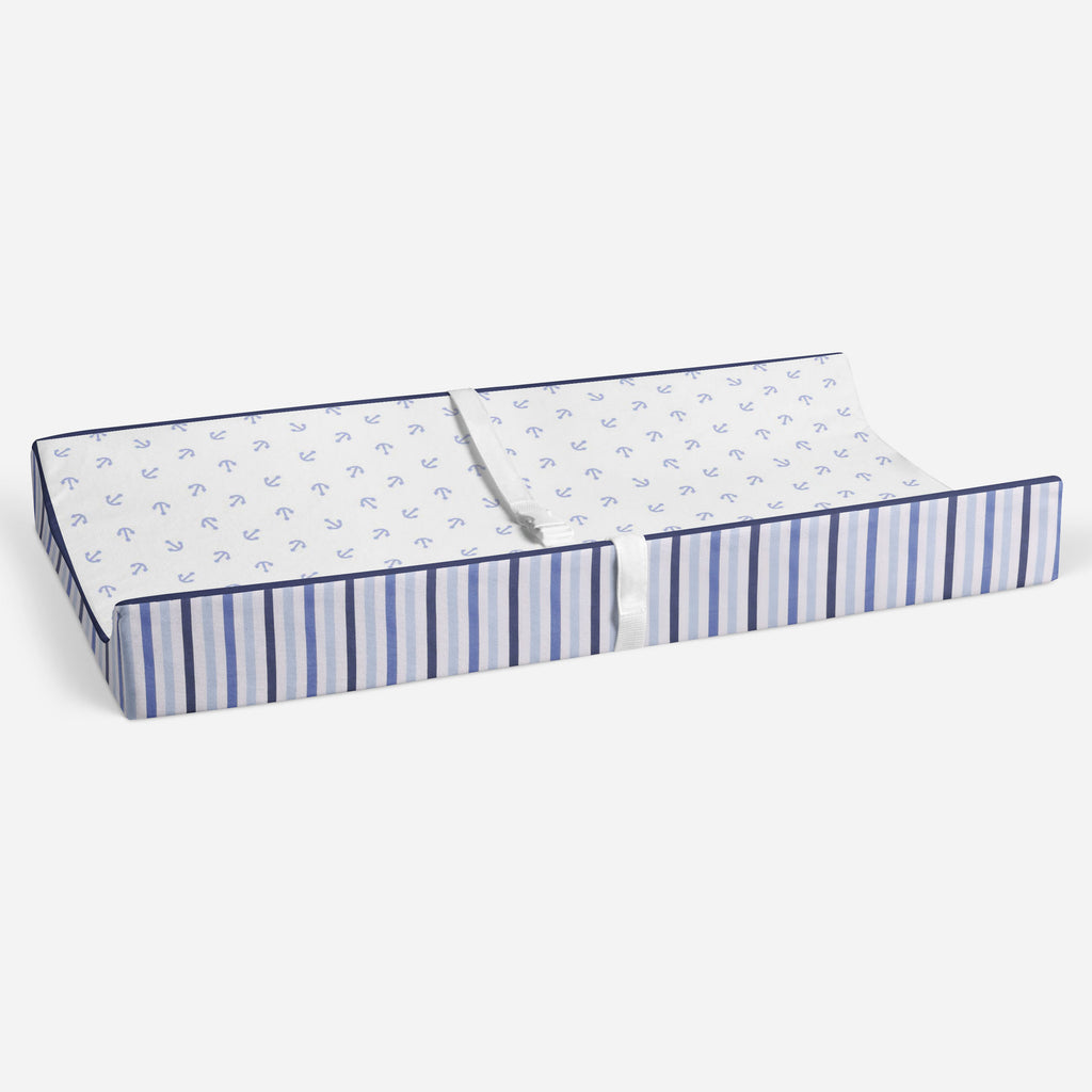 Little Sailor Blue/Navy Boys Quilted Changing Pad Cover - Bacati - Changing pad cover - Bacati