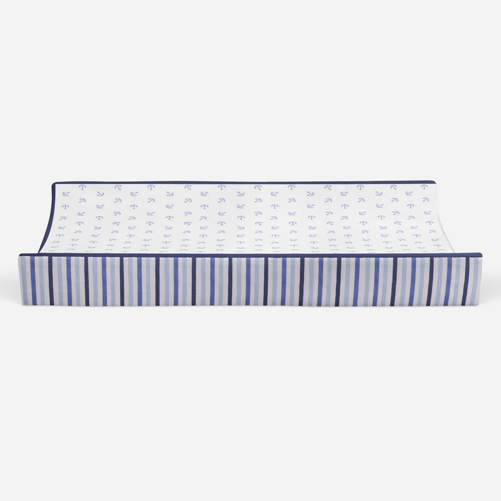 Little Sailor Blue/Navy Boys Quilted Changing Pad Cover - Bacati - Changing pad cover - Bacati