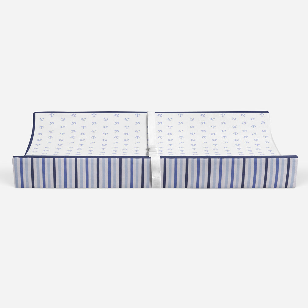 Little Sailor Blue/Navy Boys Quilted Changing Pad Cover - Bacati - Changing pad cover - Bacati