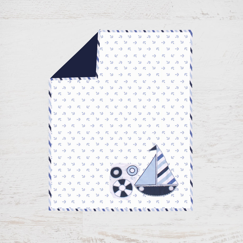 Little Sailor Anchor Blue/Navy Boys Crib Bedding Set - Bacati - Crib Bedding Set - Bacati